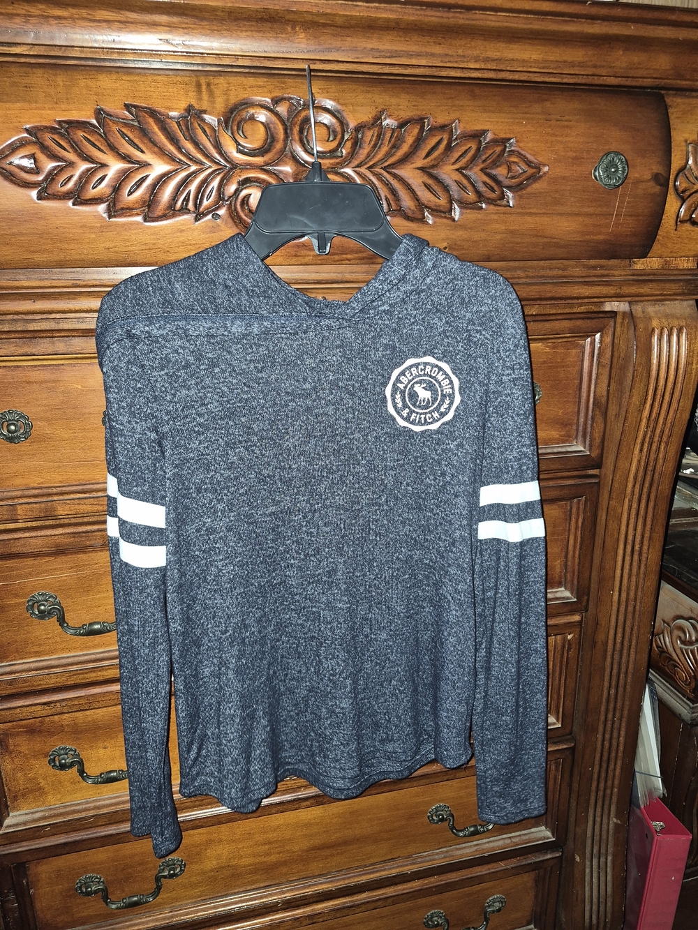 Abercrombie & Fitch Girls Dark Heather Gray Long-Sleeve Hoodie Tee